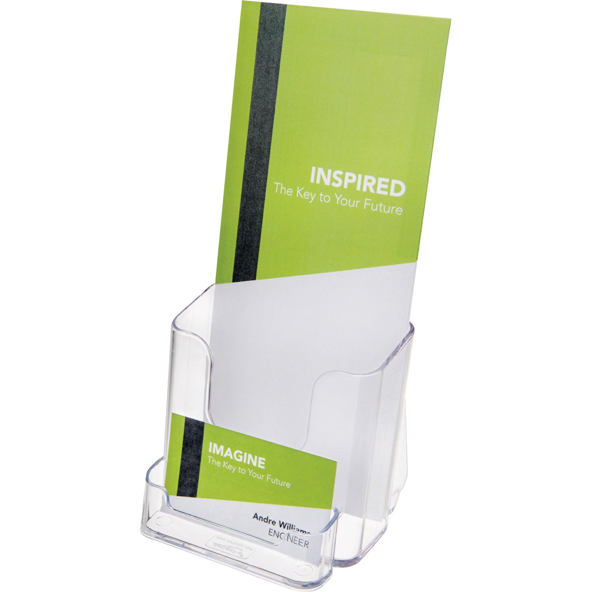 DocuHolder for Countertop/Wall-Mount w/Card Holder, 4.38w x 4.25d x 7.75h, Clear