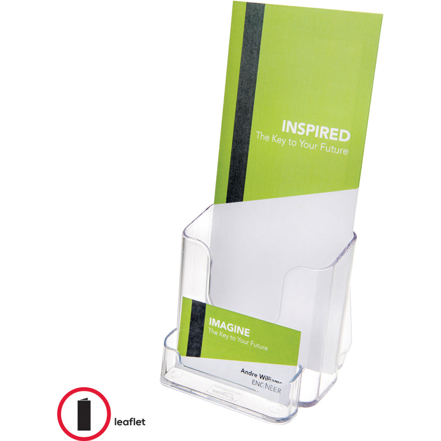 DocuHolder for Countertop/Wall-Mount w/Card Holder, 4.38w x 4.25d x 7.75h, Clear