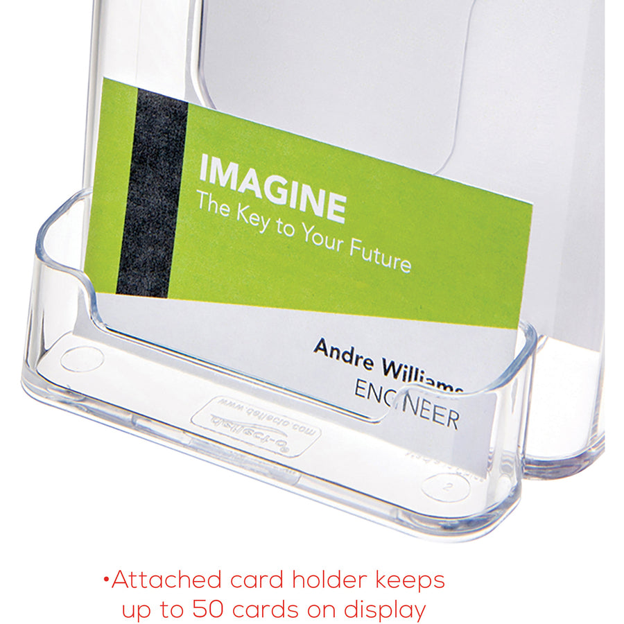 DocuHolder for Countertop/Wall-Mount w/Card Holder, 4.38w x 4.25d x 7.75h, Clear