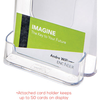 DocuHolder for Countertop/Wall-Mount w/Card Holder, 4.38w x 4.25d x 7.75h, Clear
