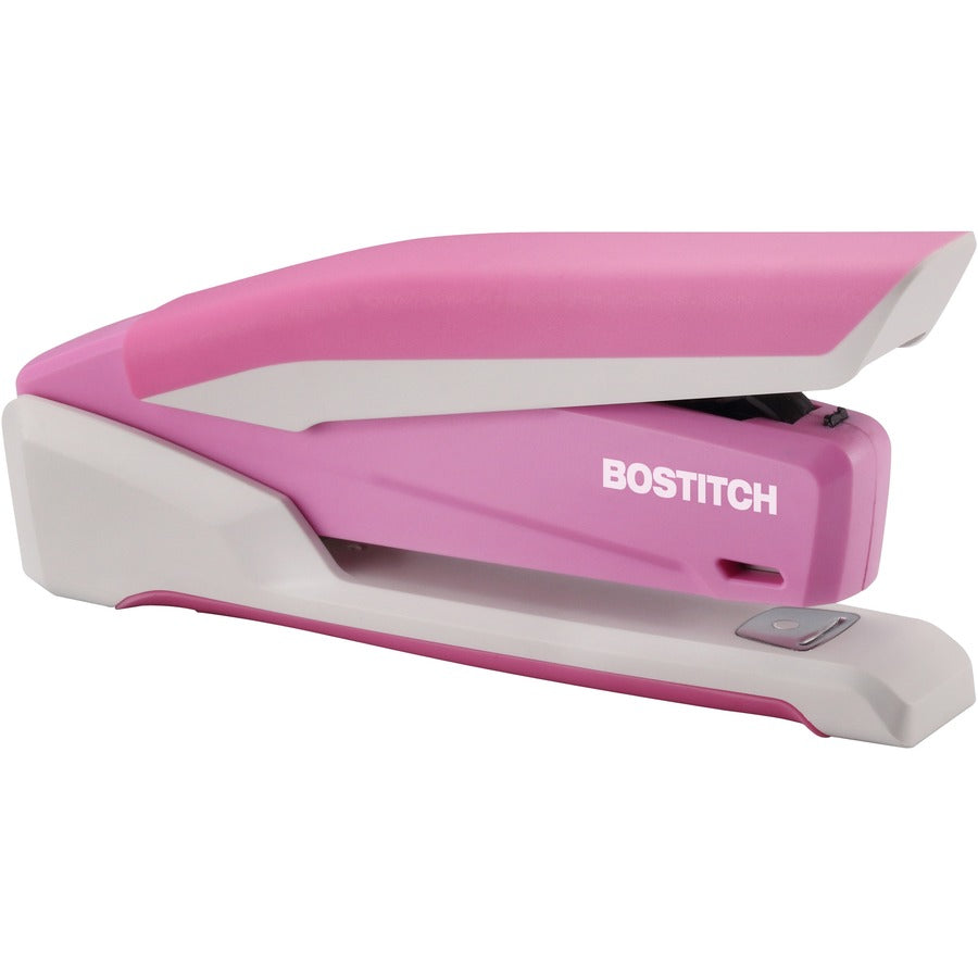 InCourage Spring-Powered Desktop Stapler with Antimicrobial Protection, 20-Sheet Capacity, Pink/Gray
