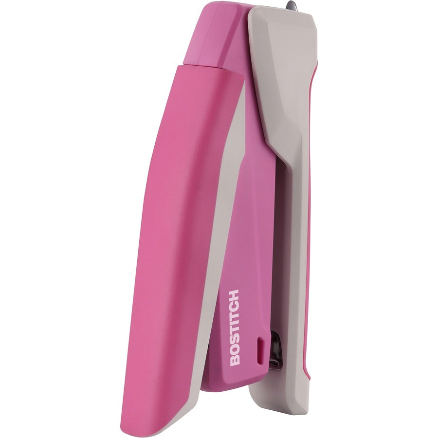InCourage Spring-Powered Desktop Stapler with Antimicrobial Protection, 20-Sheet Capacity, Pink/Gray