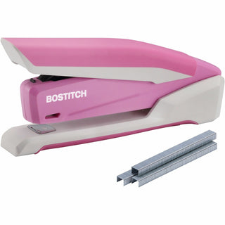 InCourage Spring-Powered Desktop Stapler with Antimicrobial Protection, 20-Sheet Capacity, Pink/Gray