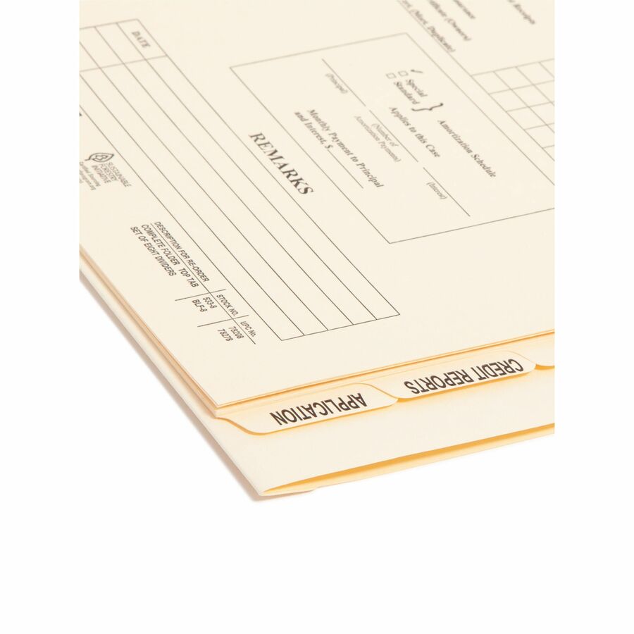 Pressboard Mortgage Folder Dividers, Pre-Printed, 1 Fastener, Legal Size, Manila, 7 Dividers/Set, 12 Sets