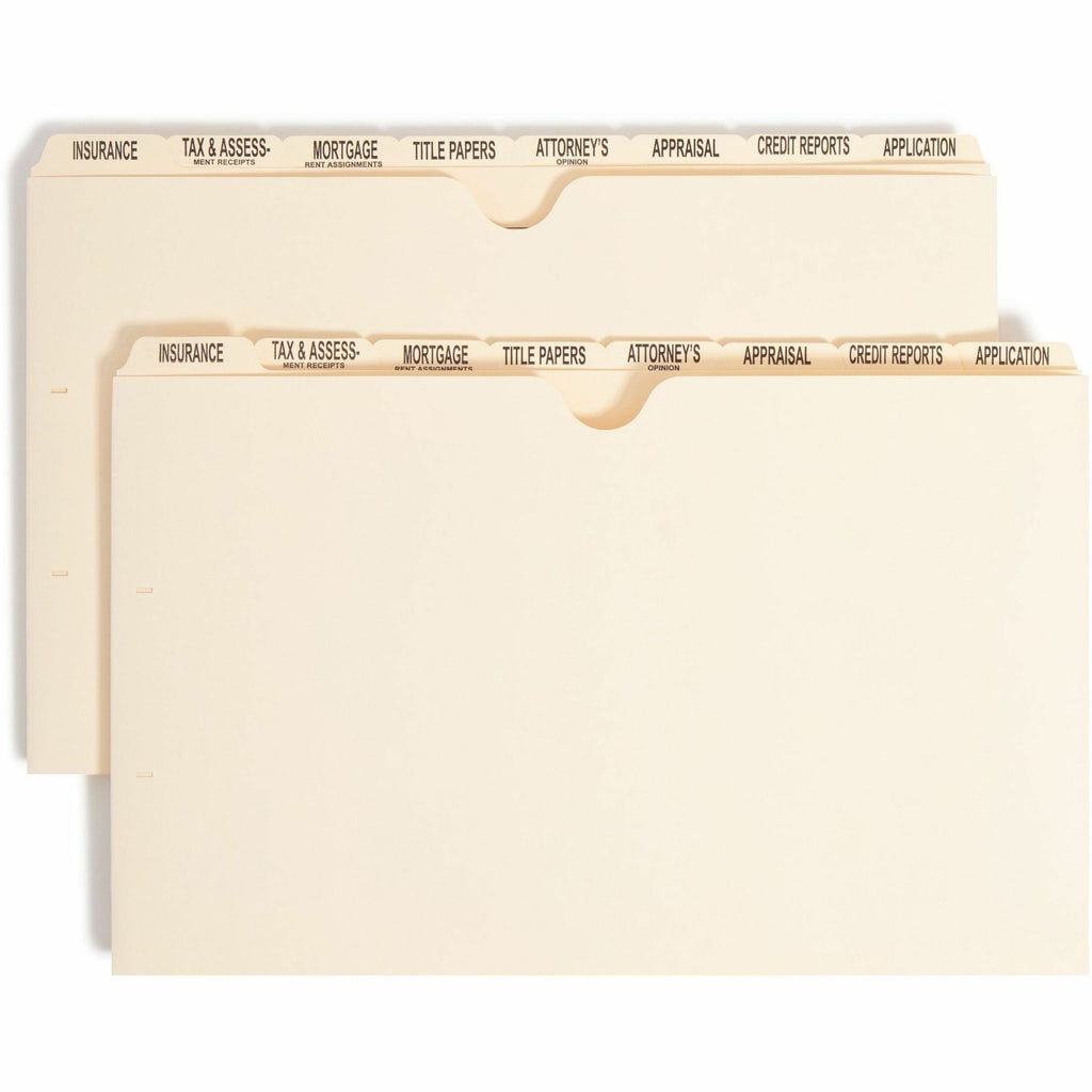 Pressboard Mortgage Folder Dividers, Pre-Printed, 1 Fastener, Legal Size, Manila, 7 Dividers/Set, 12 Sets