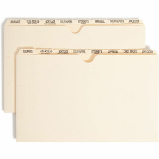 Pressboard Mortgage Folder Dividers, Pre-Printed, 1 Fastener, Legal Size, Manila, 7 Dividers/Set, 12 Sets