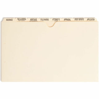 Pressboard Mortgage Folder Dividers, Pre-Printed, 1 Fastener, Legal Size, Manila, 7 Dividers/Set, 12 Sets