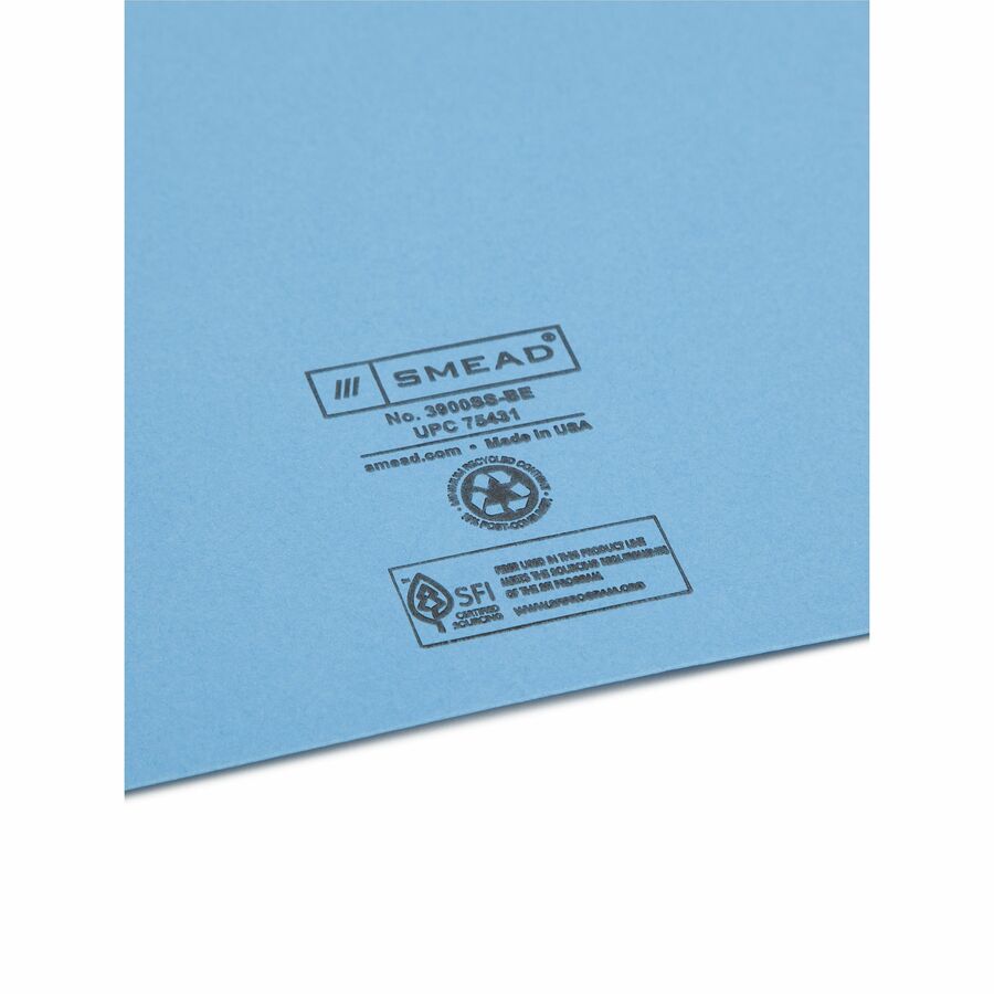 Smead Letter Recycled File Jacket - 8 1/2" x 11" - Manila - Blue - 10% Recycled - 25 / Pack