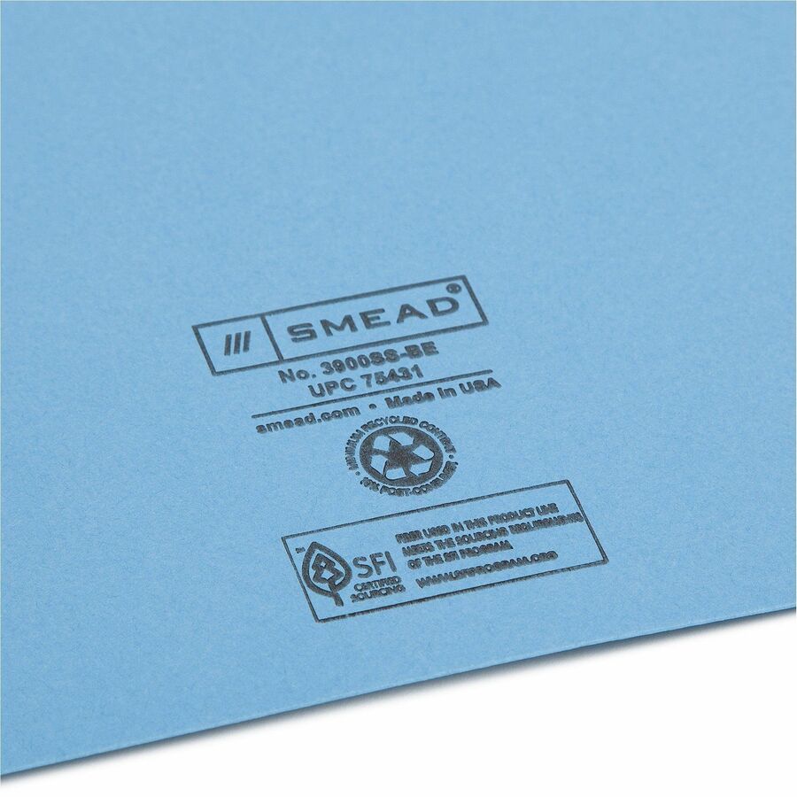 Smead Letter Recycled File Jacket - 8 1/2" x 11" - Manila - Blue - 10% Recycled - 25 / Pack