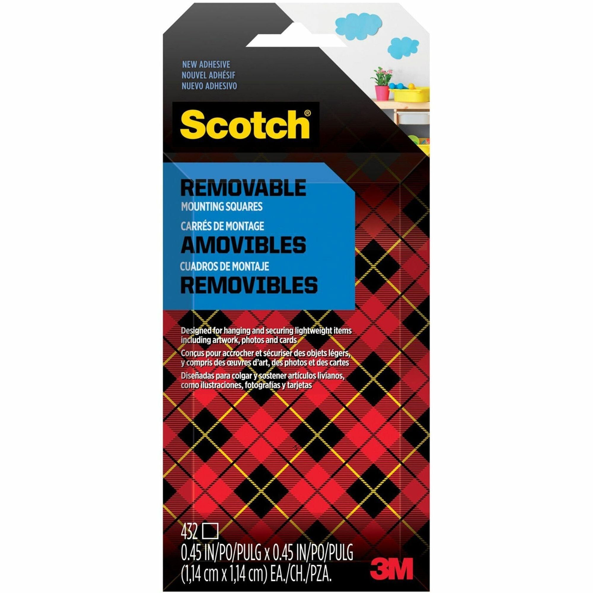 Scotch Wall Mounting Tab - 0.75" Length x 0.50" Width - Synthetic - 125 mil - Open-cell Foam Backing - For Mounting Artwork, Sign, Multi Surface, Mount Picture/Poster, Mounting Document - 1 / Pack