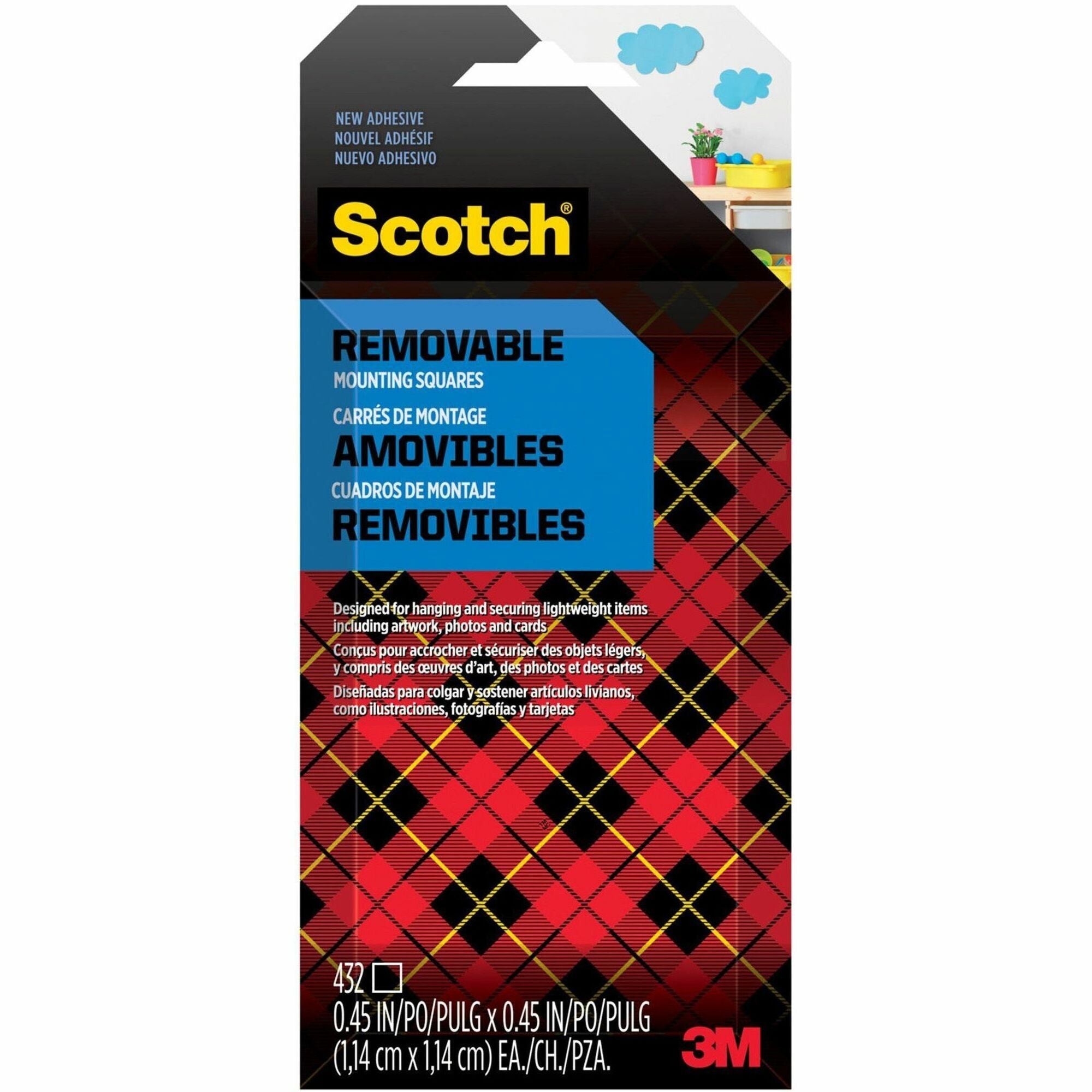 Scotch Wall Mounting Tab - 0.75" Length x 0.50" Width - Synthetic - 125 mil - Open-cell Foam Backing - For Mounting Artwork, Sign, Multi Surface, Mount Picture/Poster, Mounting Document - 1 / Pack - 