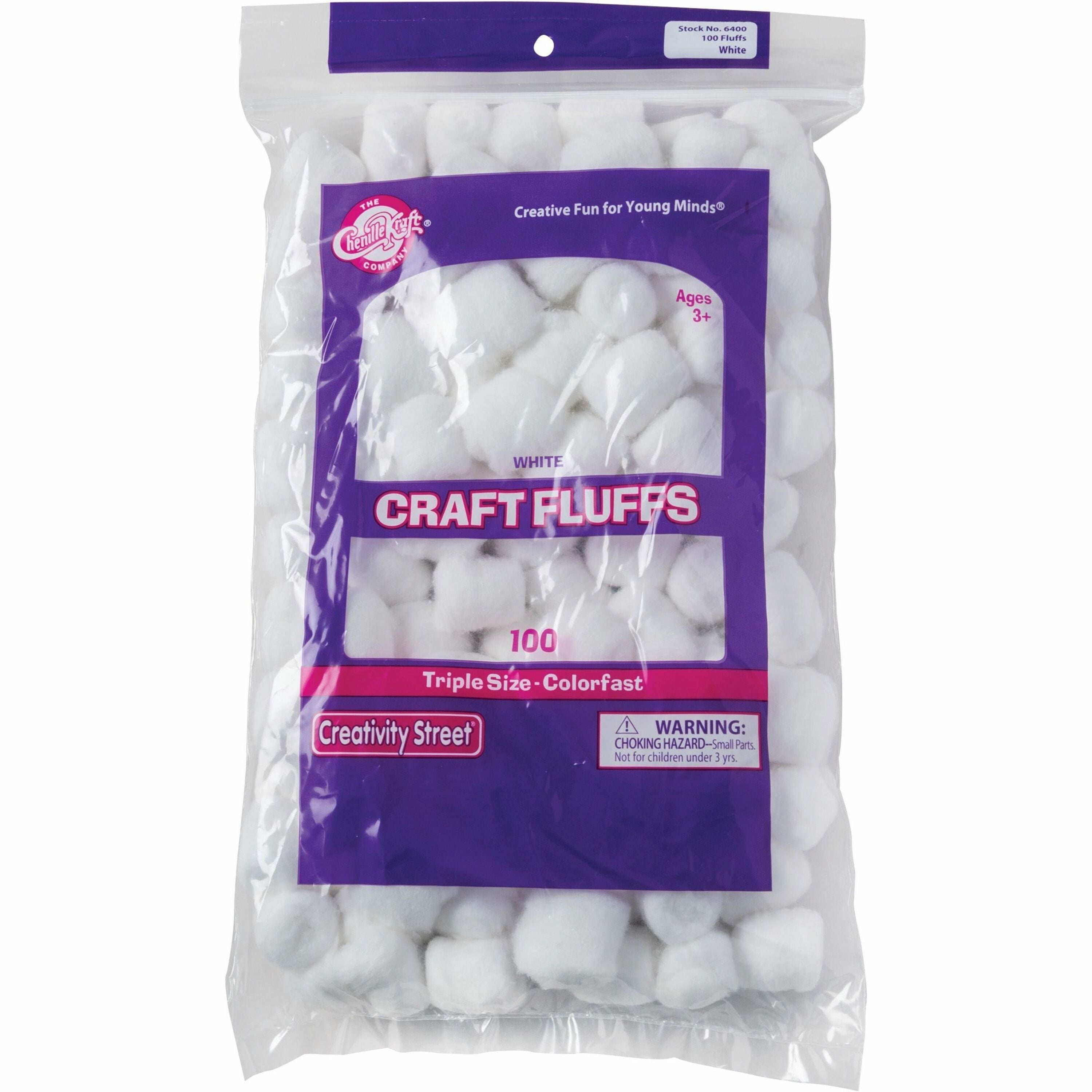 creativity-street-white-craft-fluffs-decoration-painting-100-pieces-100-pack-white_pac6400 - 1