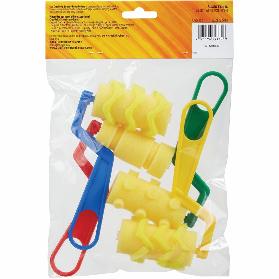 Creativity Street Foam Pattern Paint Rollers - 4 Brush(es) Plastic