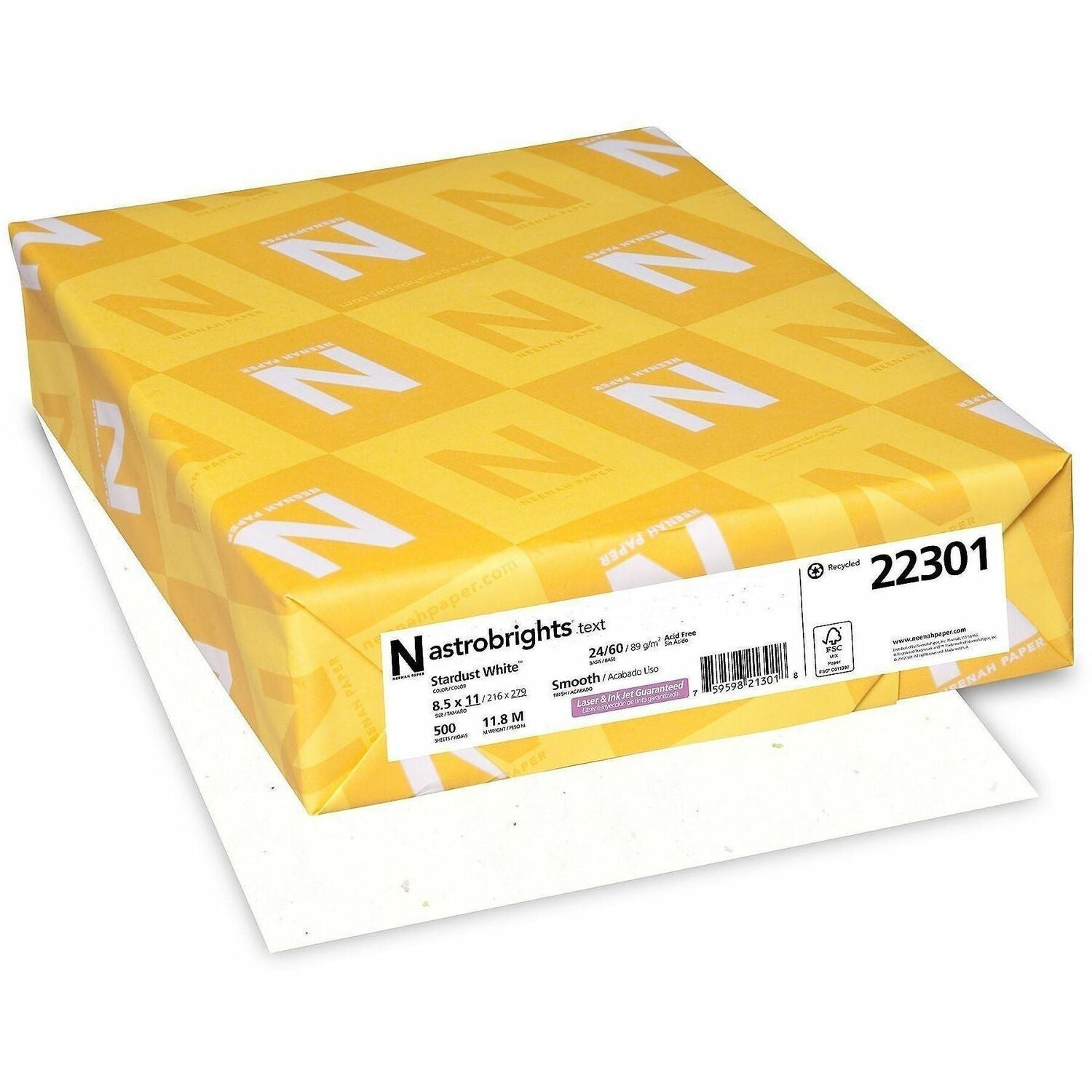 Color Paper, 24 lb Bond Weight, 8.5 x 11, Stardust White, 500 Sheets/Ream