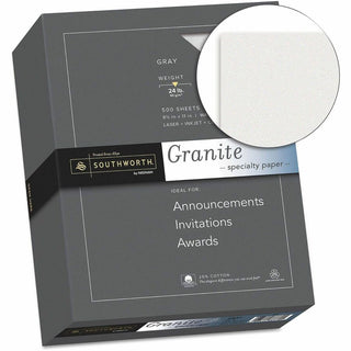 Granite Specialty Paper, 24 lb Bond Weight, 8.5 x 11, Gray, 500/Ream