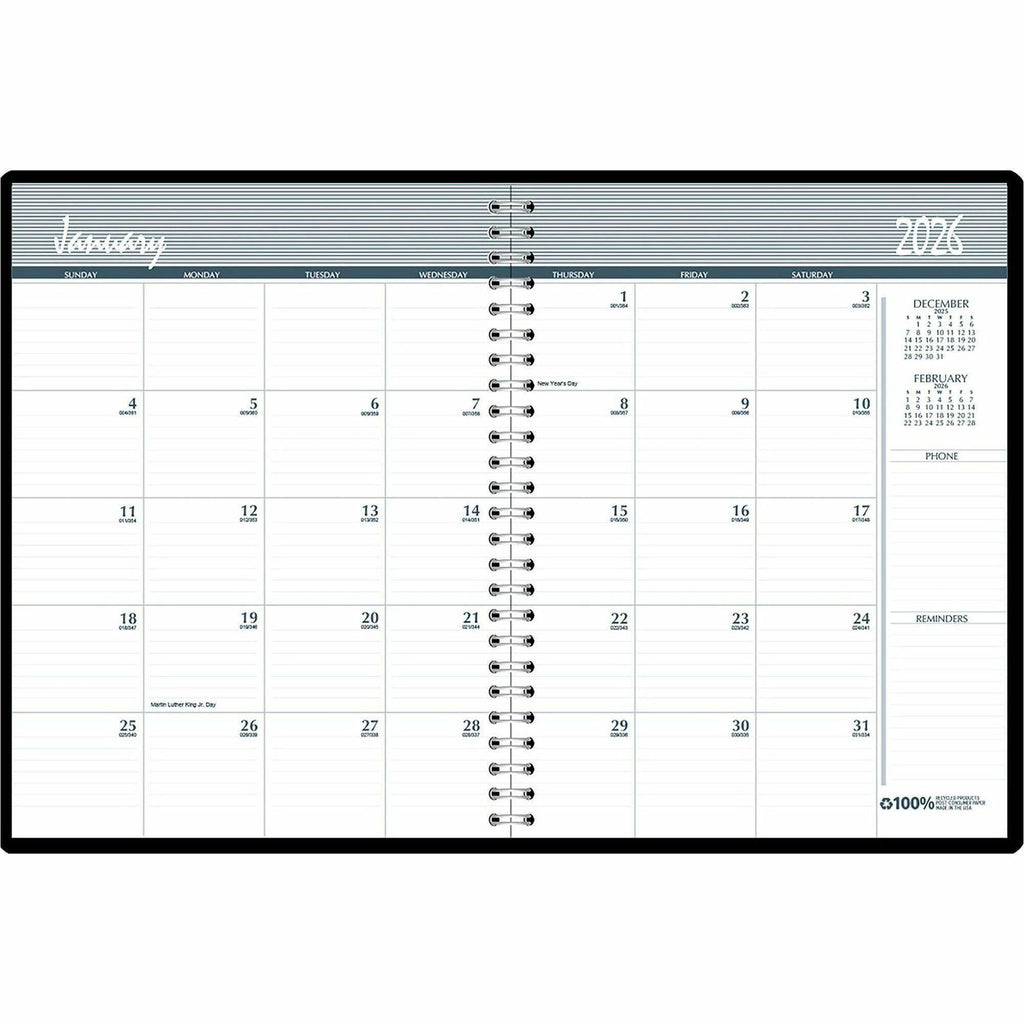 14-Month Recycled Ruled Monthly Planner, 11 x 8.5, Blue Cover, 14-Month (Dec to Jan): 2023 to 2025