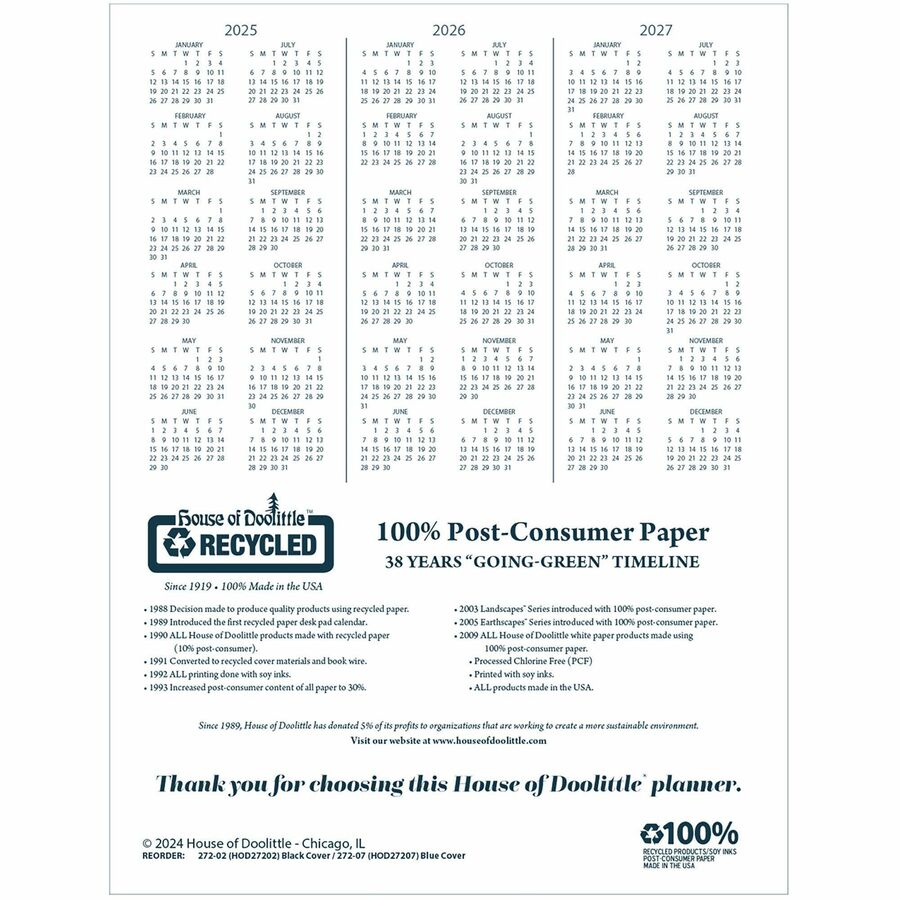 Recycled Professional Weekly Planner, 15-Minute Appts, 11 x 8.5, Black Wirebound Soft Cover, 12-Month (Jan to Dec): 2024