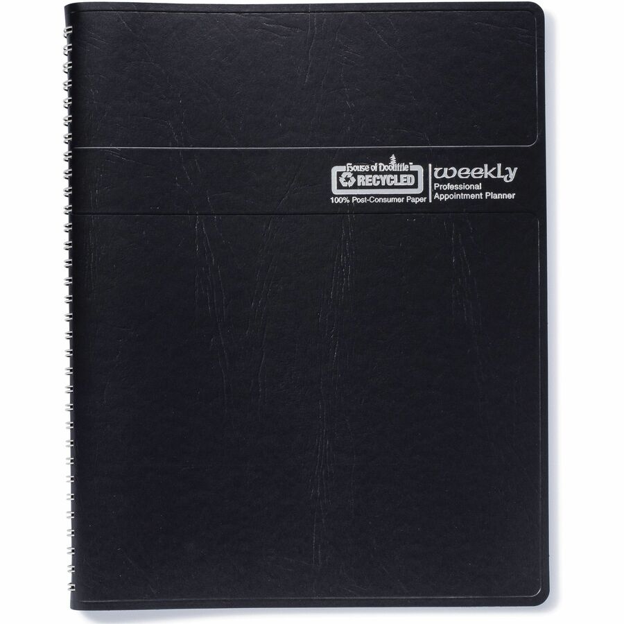 Recycled Professional Weekly Planner, 15-Minute Appts, 11 x 8.5, Black Wirebound Soft Cover, 12-Month (Jan to Dec): 2024