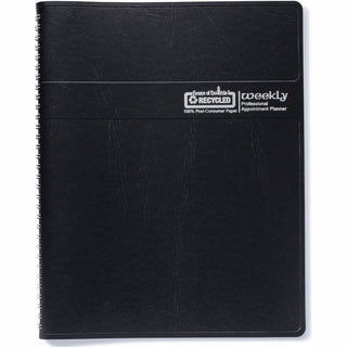 Recycled Professional Weekly Planner, 15-Minute Appts, 11 x 8.5, Black Wirebound Soft Cover, 12-Month (Jan to Dec): 2024