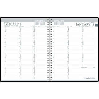 Recycled Professional Weekly Planner, 15-Minute Appts, 11 x 8.5, Black Wirebound Soft Cover, 12-Month (Jan to Dec): 2024