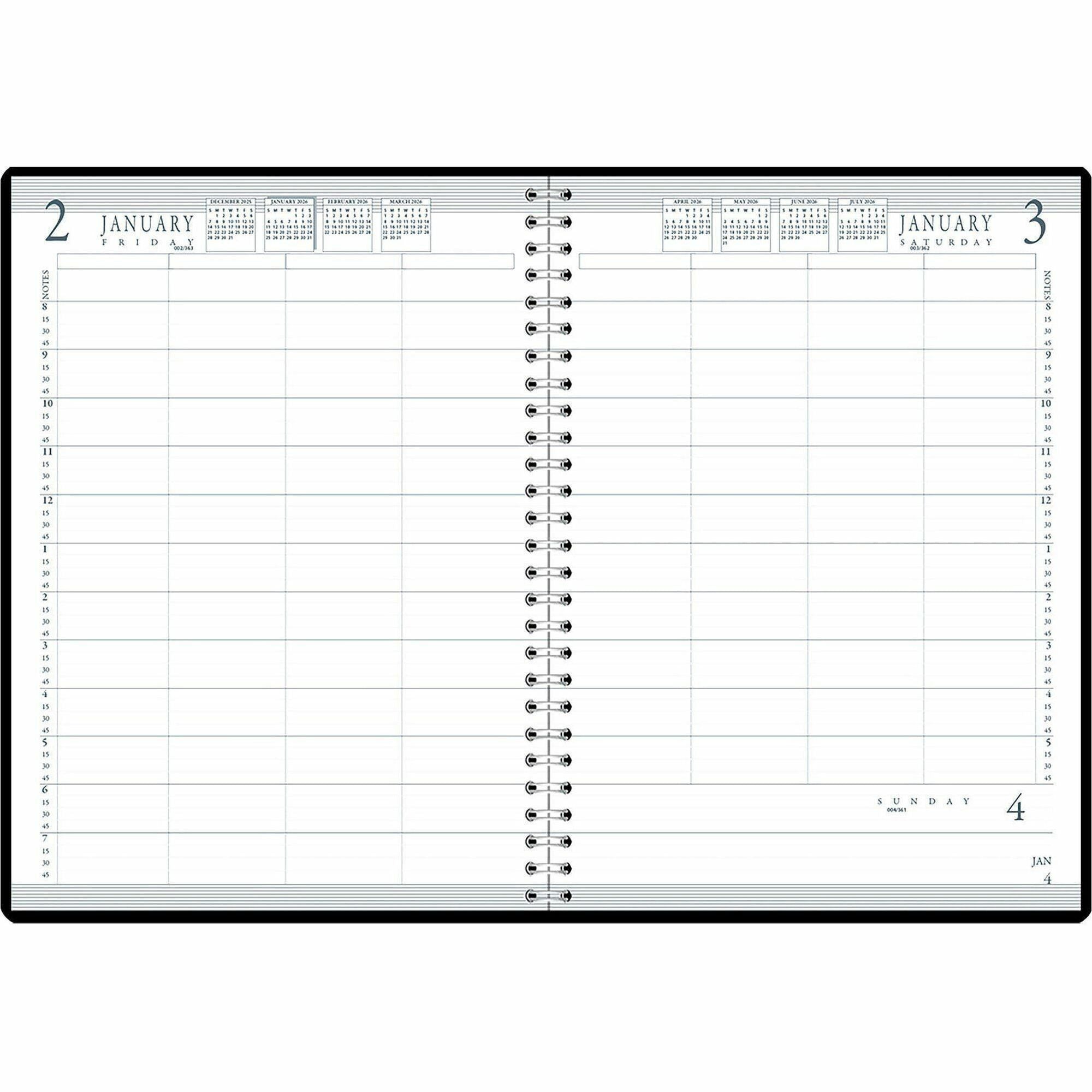 Four-Person Group Practice Daily Appointment Book, 11 x 8.5, Black Cover, 12-Month (Jan to Dec): 2024