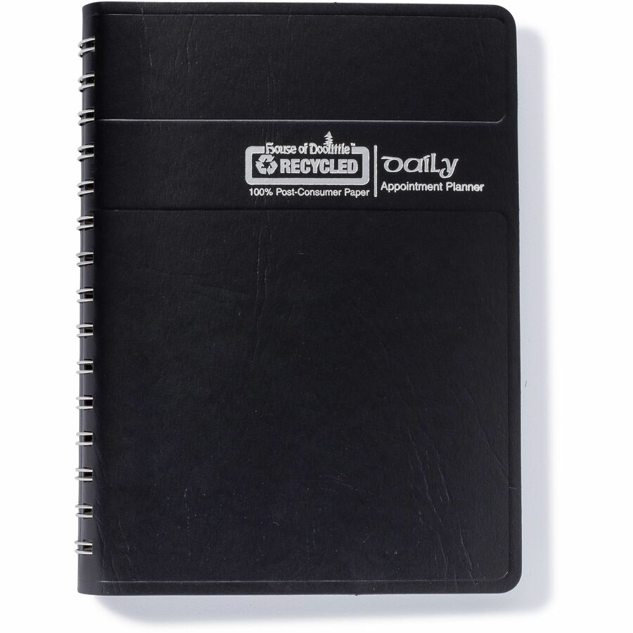 Memo Size Daily Appointment Book with 15-Minute Schedule, 8 x 5, Black Cover, 12-Month (Jan to Dec): 2024