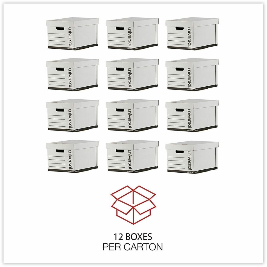 Heavy-Duty Fast Assembly Lift-Off Lid Storage Box, Letter/Legal Files, White, 12/Carton