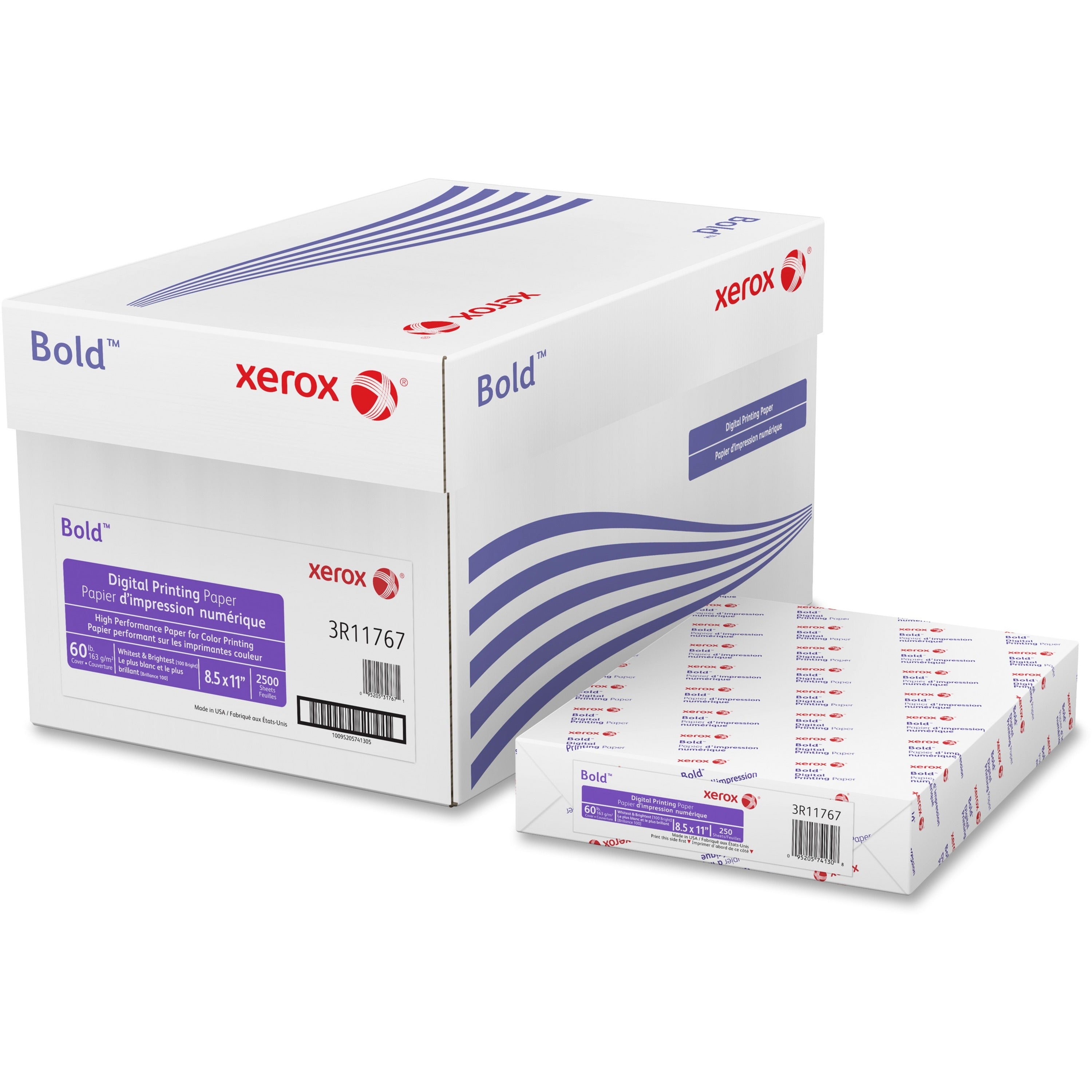 Xerox Bold Digital Printing Paper - 100 Brightness - Letter - 8 1/2" x 11" - 60 lb Basis Weight - Smooth - 250 / Pack - Sustainable Forestry Initiative (SFI) - Uncoated - White - 