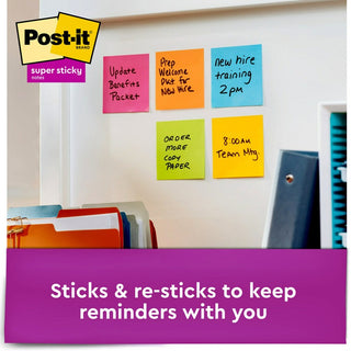 Post-it Super Sticky Note Pads - Energy Boost Color Collection - 135 - 3" x 3" - Square - 45 Sheets per Pad - Unruled - Vital Orange, Tropical Pink, Limeade - Paper - Self-adhesive - 3 / Pack