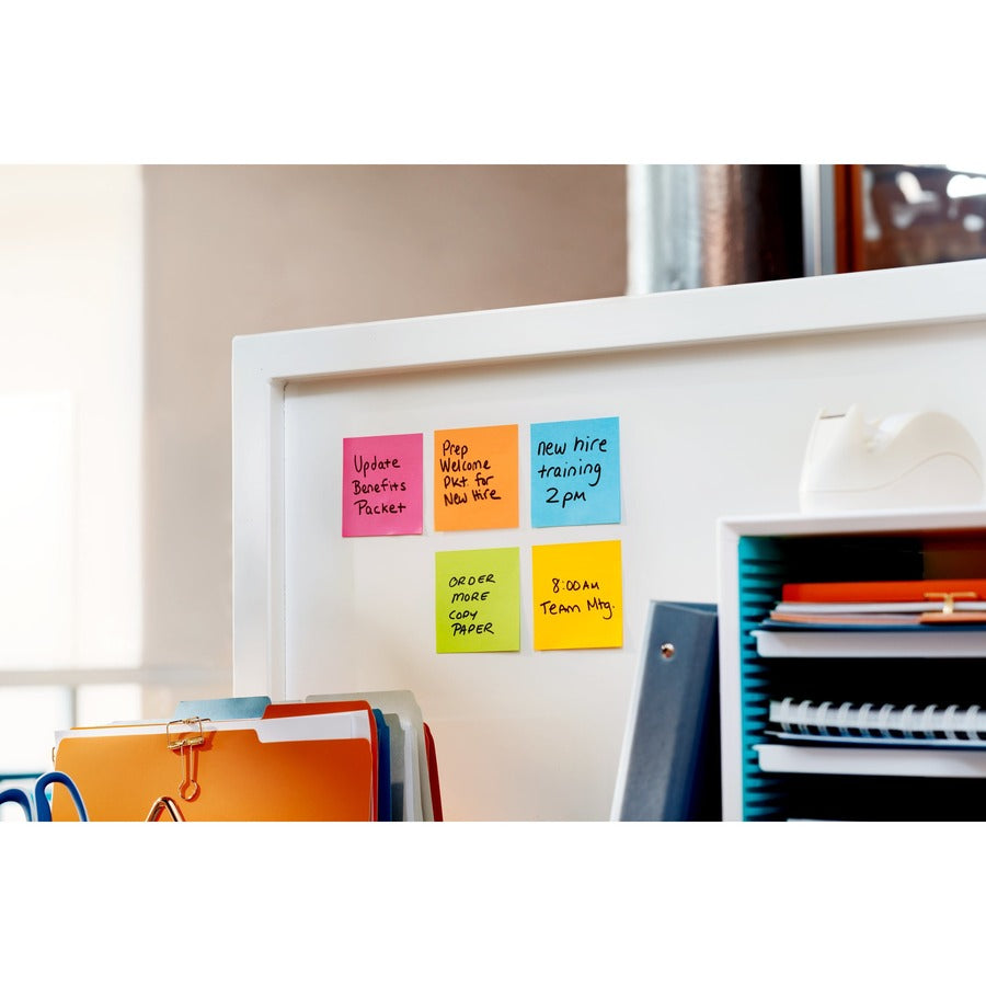 Post-it Super Sticky Note Pads - Energy Boost Color Collection - 135 - 3" x 3" - Square - 45 Sheets per Pad - Unruled - Vital Orange, Tropical Pink, Limeade - Paper - Self-adhesive - 3 / Pack