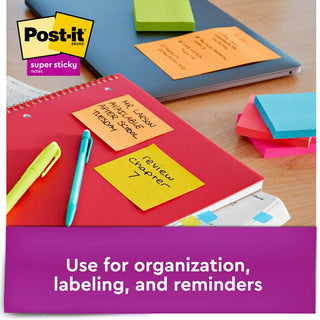 Post-it Super Sticky Note Pads - Energy Boost Color Collection - 135 - 3" x 3" - Square - 45 Sheets per Pad - Unruled - Vital Orange, Tropical Pink, Limeade - Paper - Self-adhesive - 3 / Pack