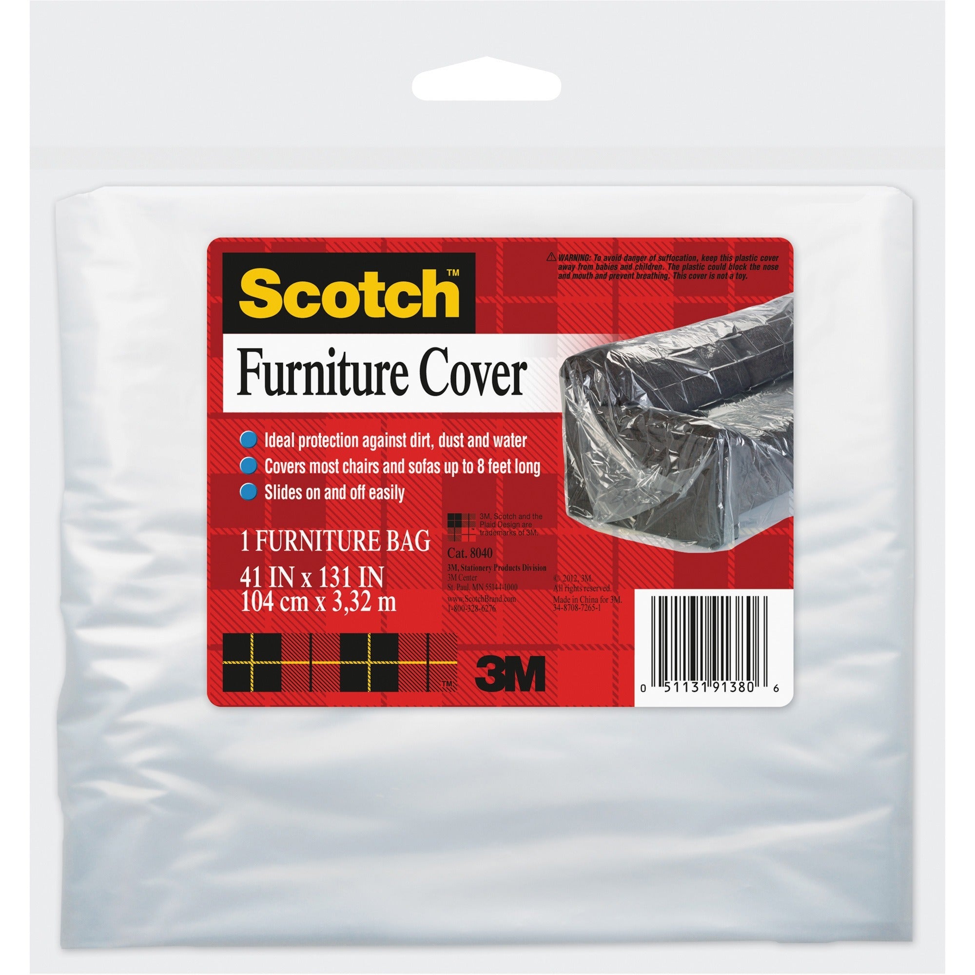 Scotch Heavy-duty Sofa Cover - 41" Length x 10.92 ft Width - 1 / Pack - 