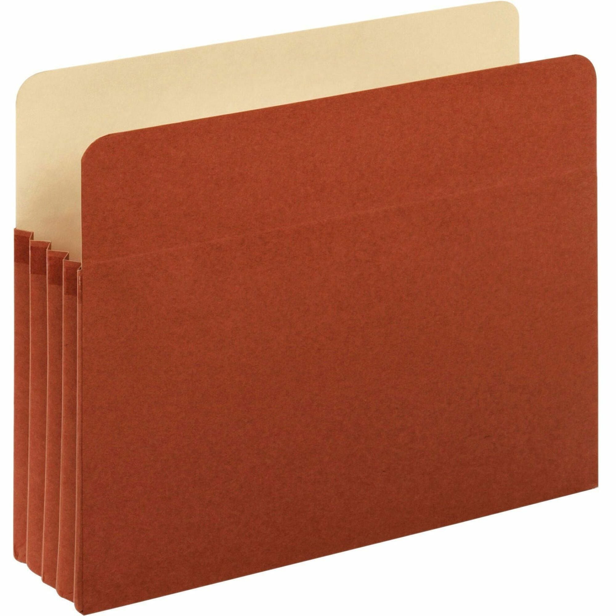 Pendaflex Letter Recycled File Pocket - 8 1/2" x 11" - 800 Sheet Capacity - 3 1/2" Expansion - Redrope - Brown - 10% Recycled - 5 / Pack - 