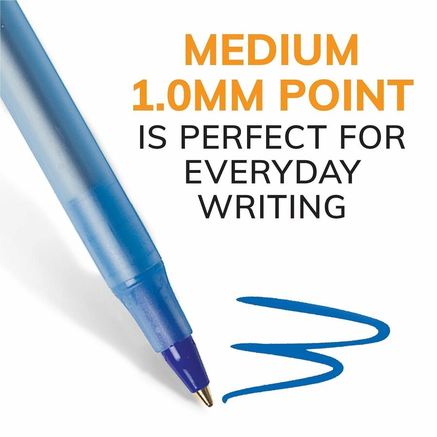 BIC Round Stic Ballpoint Pens - Medium Pen Point - Blue - 10 / Pack