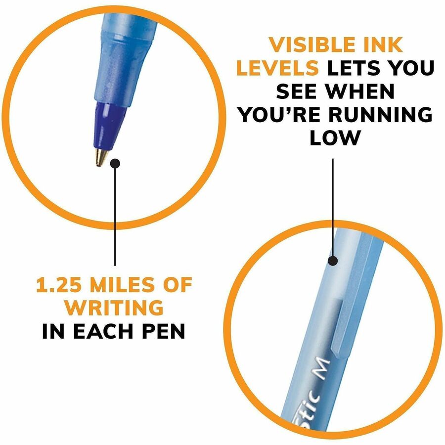 BIC Round Stic Ballpoint Pens - Medium Pen Point - Blue - 10 / Pack