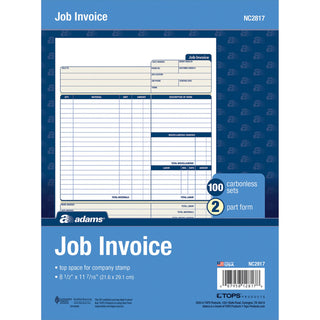 Adams Contractor Forms - 100 Sheet(s) - 2 PartCarbonless Copy - 8.50" x 11.43" Form Size - White - 1 Each - 