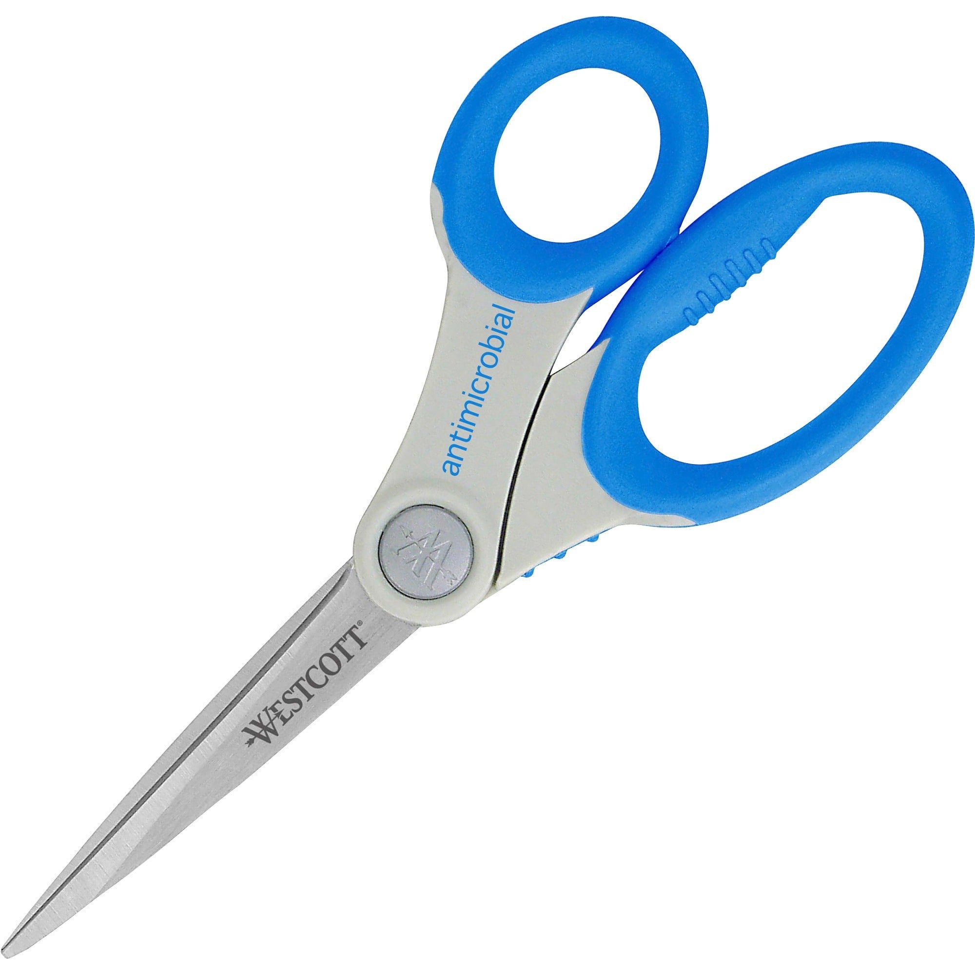 Scissors with Antimicrobial Protection, 8" Long, 3.5" Cut Length, Blue Straight Handle
