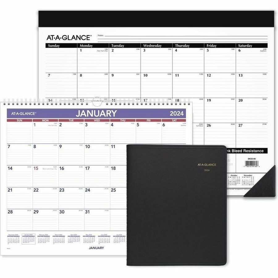 QuickNotes Special Edition Monthly Planner, 11 x 8.25, Black/Pink Cover, 12-Month (Jan to Dec): 2024
