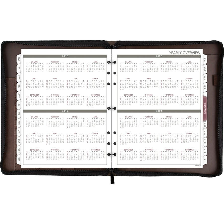 Day Runner Harrison Day Planner - 1 Year - 8 1/2" x 11" Sheet Size - 3-ring - Zippered Closure - Brown - Card Slot, Business Card Holder, Pen Loop, Pocket, Notepad, Phone Directory, Pouch - 1 Each