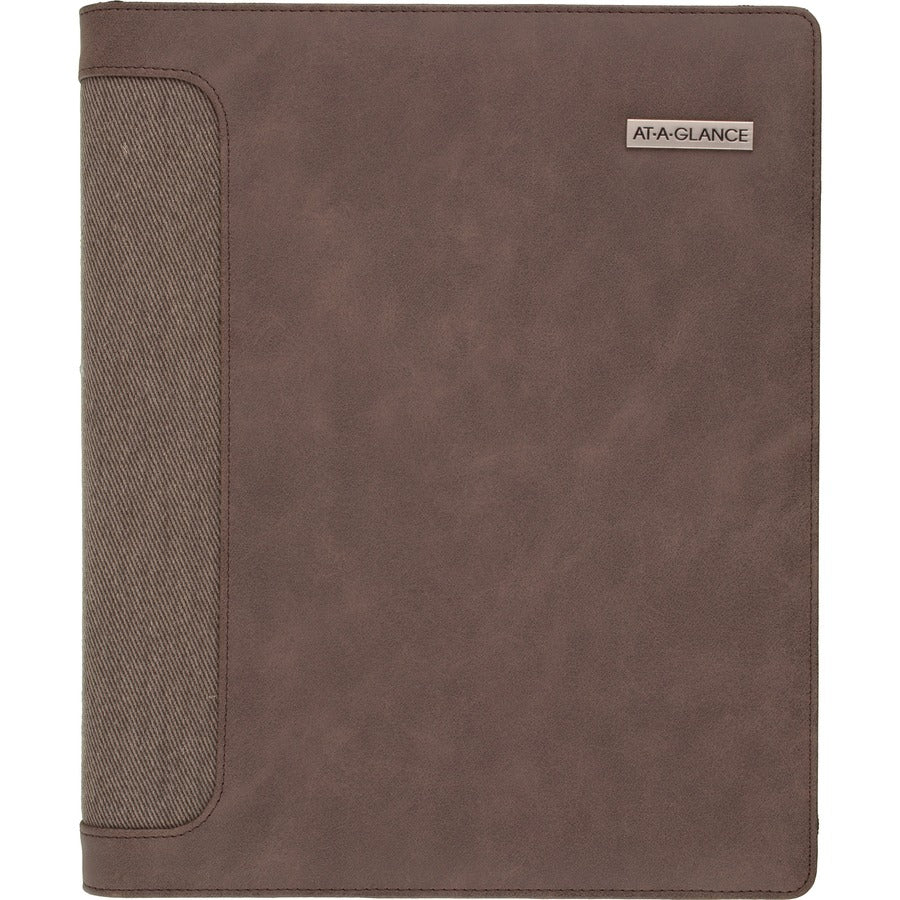 Day Runner Harrison Day Planner - 1 Year - 8 1/2" x 11" Sheet Size - 3-ring - Zippered Closure - Brown - Card Slot, Business Card Holder, Pen Loop, Pocket, Notepad, Phone Directory, Pouch - 1 Each