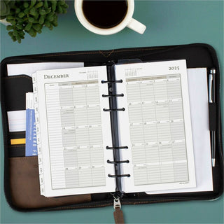 At-A-Glance 2024 Daily Monthly Planner Two Page Per Day Refill, Loose-Leaf, Portable Size - Julian Dates - Daily, Monthly - 1 Year - January 2024 - December 2024 - Hourly - 1 Day Double Page Layout - 3 3/4" x 6 3/4" White Sheet - 6-ring - White, Crea