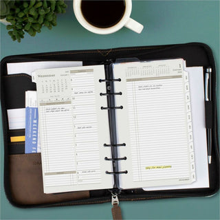 At-A-Glance 2024 Daily Monthly Planner Two Page Per Day Refill, Loose-Leaf, Portable Size - Julian Dates - Daily, Monthly - 1 Year - January 2024 - December 2024 - Hourly - 1 Day Double Page Layout - 3 3/4" x 6 3/4" White Sheet - 6-ring - White, Crea
