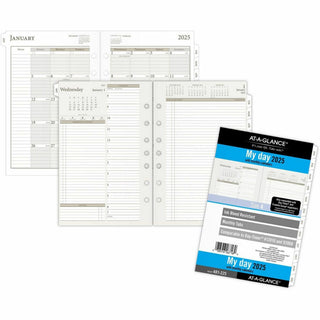 Day Runner Daily Planner Refill - Julian Dates - Daily - 1 Year - January 2024 - December 2024 - 8:00 AM to 5:00 PM - Quarter-hourly, 6:00 AM to 7:00 PM - Half-hourly - 1 Day Double Page Layout - 5 1/2" x 8 1/2" Sheet Size - White - Paper - Tabbed, E