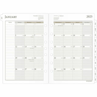 Day Runner Daily Planner Refill - Julian Dates - Daily - 1 Year - January 2024 - December 2024 - 8:00 AM to 5:00 PM - Quarter-hourly, 6:00 AM to 7:00 PM - Half-hourly - 1 Day Double Page Layout - 5 1/2" x 8 1/2" Sheet Size - White - Paper - Tabbed, E