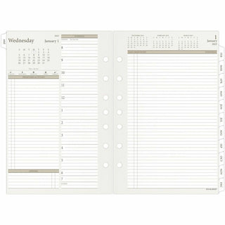 Day Runner Daily Planner Refill - Julian Dates - Daily - 1 Year - January 2024 - December 2024 - 8:00 AM to 5:00 PM - Quarter-hourly, 6:00 AM to 7:00 PM - Half-hourly - 1 Day Double Page Layout - 5 1/2" x 8 1/2" Sheet Size - White - Paper - Tabbed, E