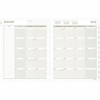 At-A-Glance 2024 Daily Planner Two Page Per Day Refill, Loose-Leaf, Folio Size, 8 1/2" x 11" - Julian Dates - Daily - 1 Year - January 2024 - December 2024 - Hourly - 1 Day Double Page Layout - 8 1/2" x 11" White Sheet - 7-ring - White - Paper - Tabb
