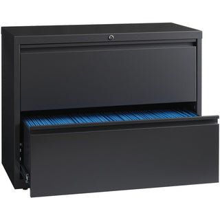 Lorell Fortress Series Lateral File - 36" x 18.6" x 28.1" - 2 x Drawer(s) - Legal, Letter, A4 - Lateral - Rust Proof, Leveling Glide, Interlocking - Charcoal - Baked Enamel - Steel - Recycled