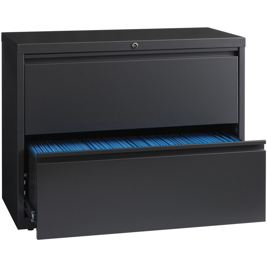 Lorell Fortress Series Lateral File - 36" x 18.6" x 28.1" - 2 x Drawer(s) - Legal, Letter, A4 - Lateral - Rust Proof, Leveling Glide, Interlocking - Charcoal - Baked Enamel - Steel - Recycled