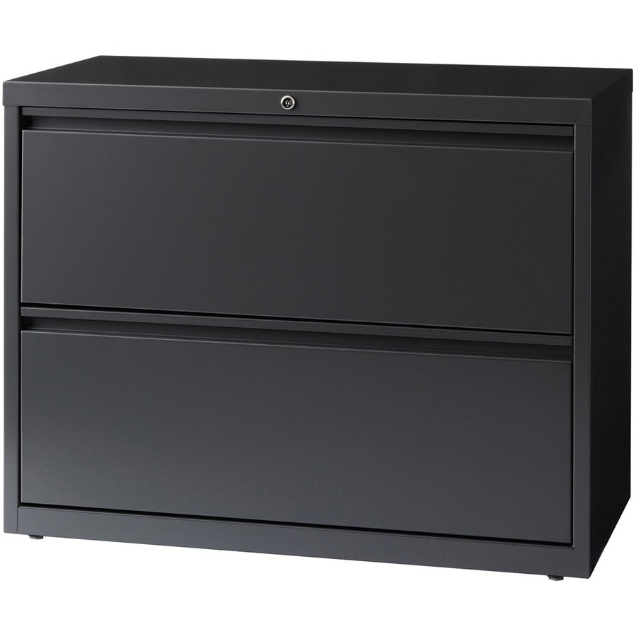 Lorell Fortress Series Lateral File - 36" x 18.6" x 28.1" - 2 x Drawer(s) - Legal, Letter, A4 - Lateral - Rust Proof, Leveling Glide, Interlocking - Charcoal - Baked Enamel - Steel - Recycled