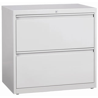 Lorell Fortress Series Lateral File - 36" x 18.6" x 28.1" - 2 x Drawer(s) for File - Legal, Letter, A4 - Lateral - Rust Proof, Leveling Glide, Interlocking, Ball-bearing Suspension, Label Holder, Hanging Rail - Light Gray - Baked Enamel - Steel - Rec